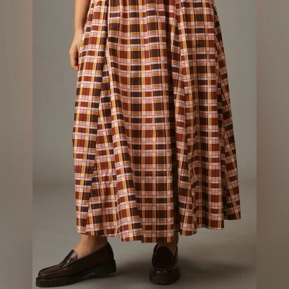 Maeve Anthropologie The Jacie Poplin Printed Skirt in Plaid Size MP - Picture 6 of 13